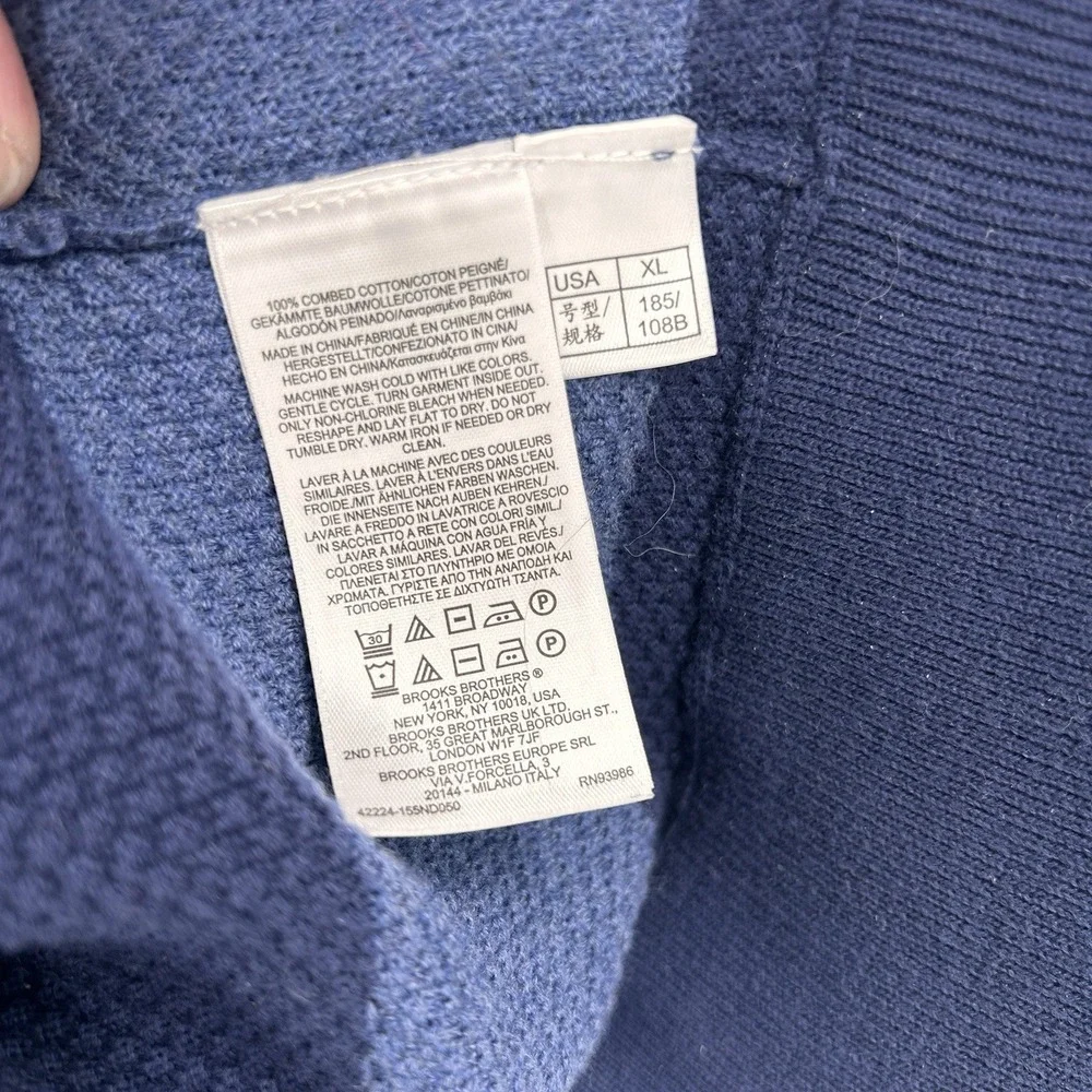 Brooks Brothers Mens 1/2 Zip Rugby Stripe‎ Sweater Size XL Blue Preppy Old Money